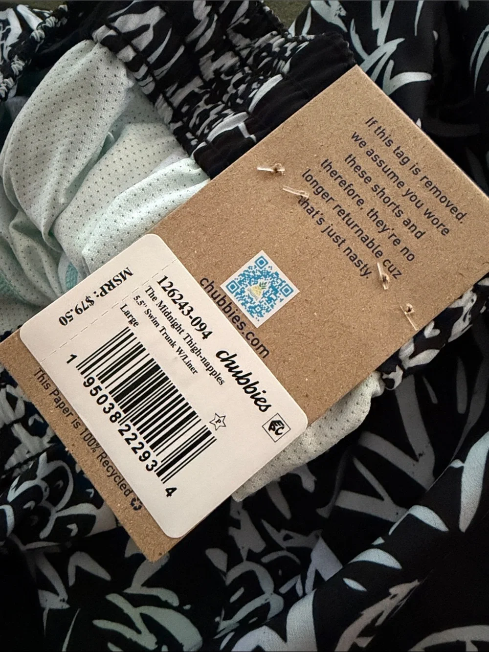 Chubbies Midnight Thigh-napples Size Large 5.5” Brief Liner - NWT